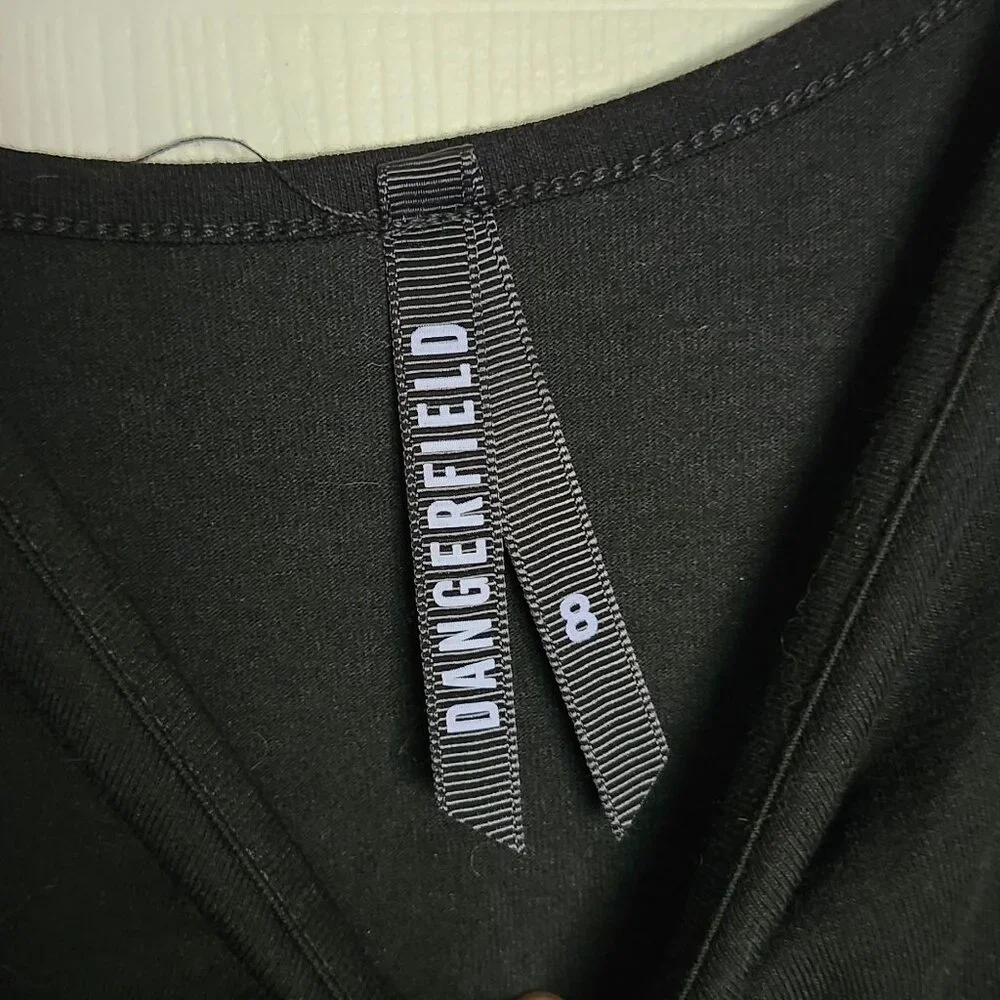 Modcloth x Dangerfield Blue Foil Dinosaur Sheer Black Dress - Picture 3 of 6